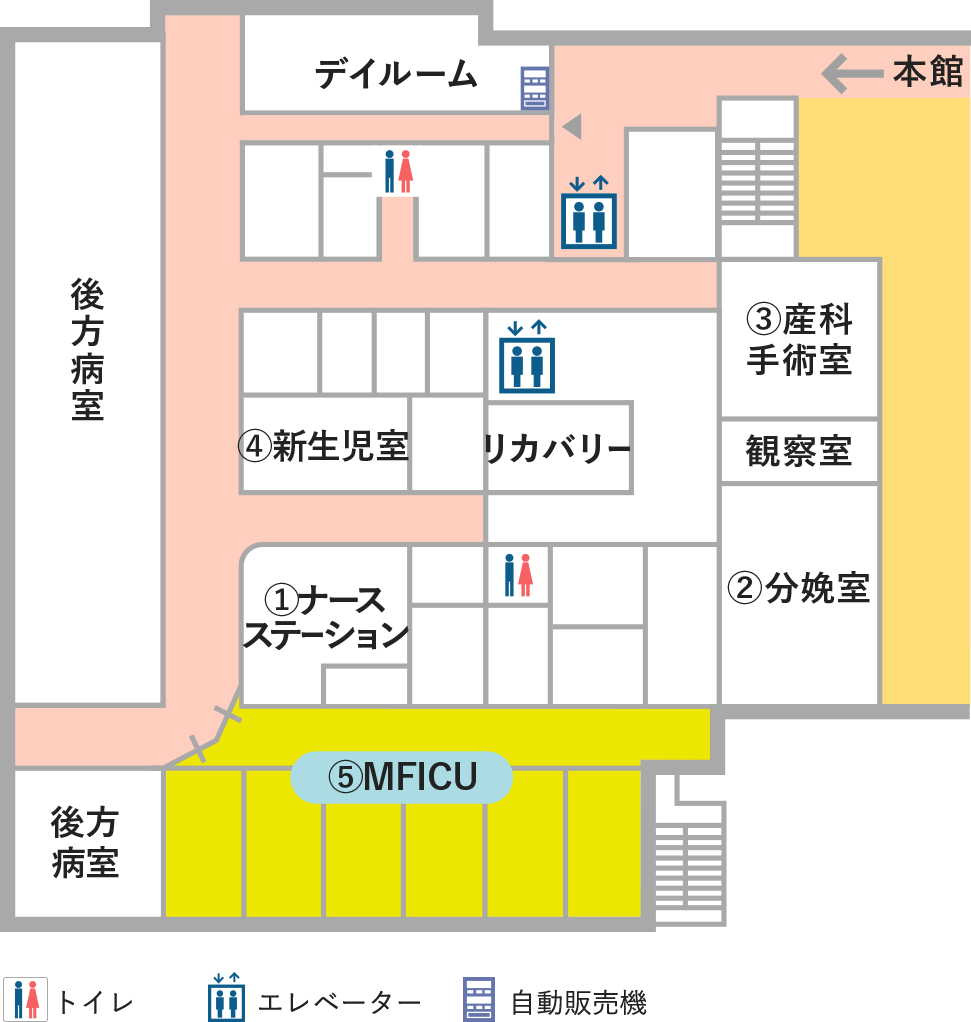 フロア図：総合周産期母子医療センター2階（産科病棟）